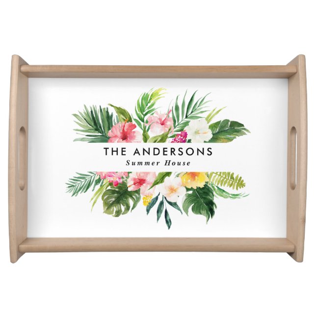 Tropical botanical floral summer vacation   serving tray (Front)