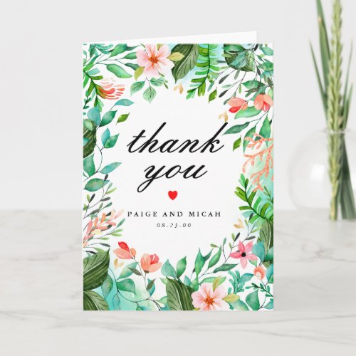 Tropical Botanical Floral Wedding Thank You