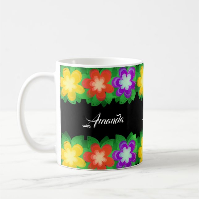Tropical Botanical Flowers Coffee Mug (Left)