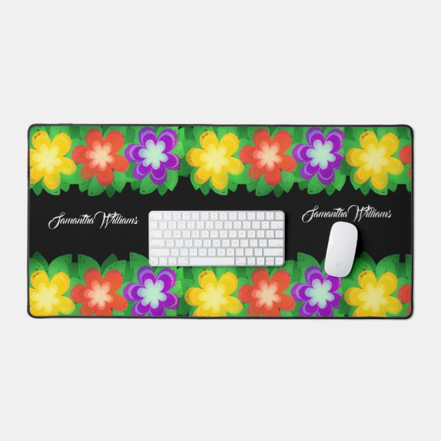 Tropical Botanical Flowers Desk Mat (Keyboard & Mouse)