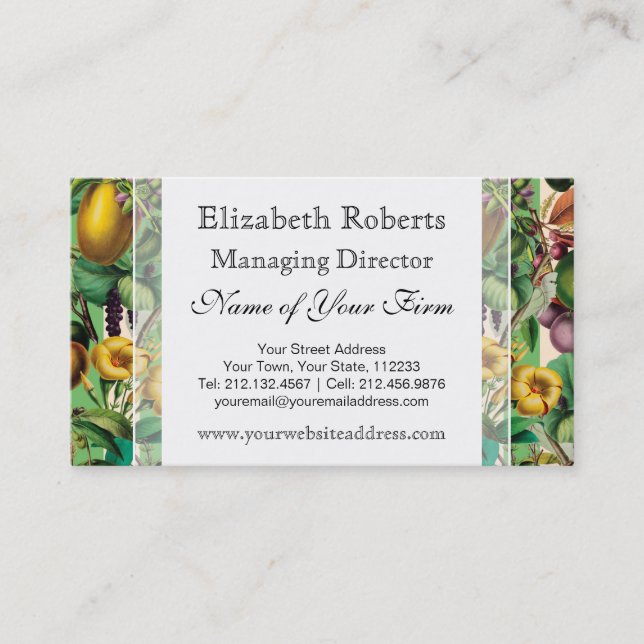 Tropical Botanical Fruit Garden Business Card (Front)