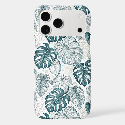 Tropical Botanical Green Monsteras iPhone 17 Pro Max Case