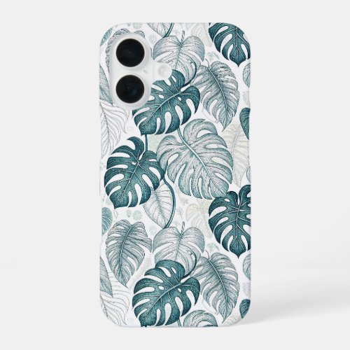 Tropical Botanical Green Monsteras iPhone 16 Case