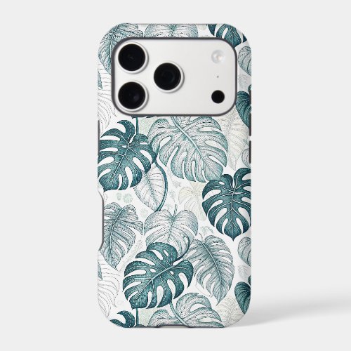 Tropical Botanical Green Monsteras iPhone 17 Pro Case