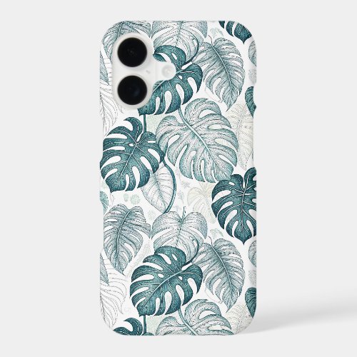 Tropical Botanical Green Monsteras iPhone 17 Case