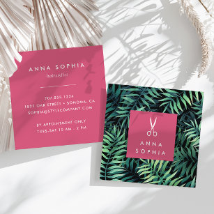 Tropical Botanical Hairstylist Square Business Card
