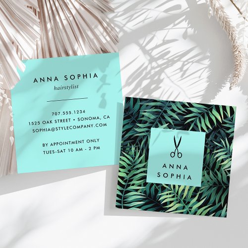 Tropical Botanical Hairstylist Square Business Card