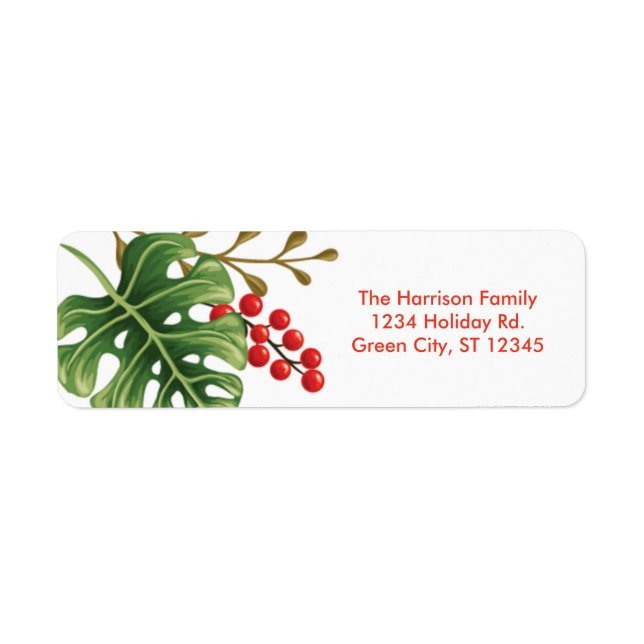 Tropical Botanical Holiday Address Label (Front)