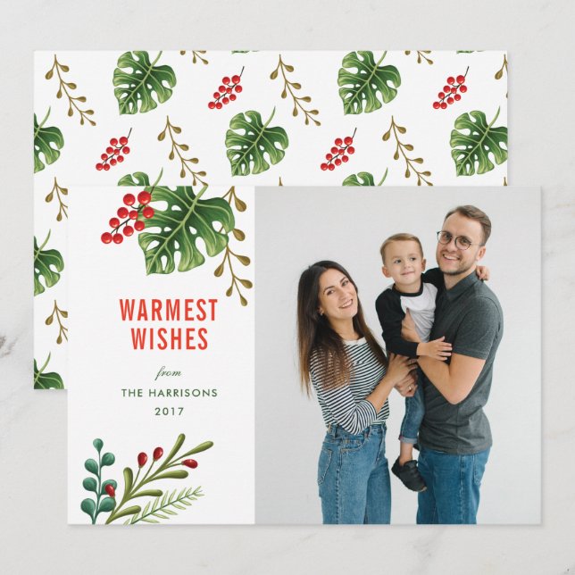 Tropical Botanical Holiday Photo Card (Front/Back)