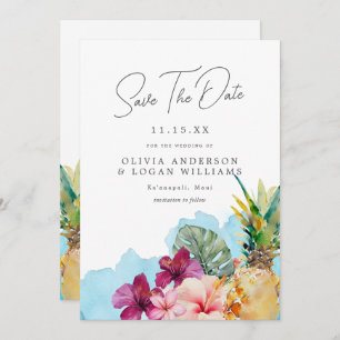 Tropical Botanical Island Wedding Save The Date Invitation