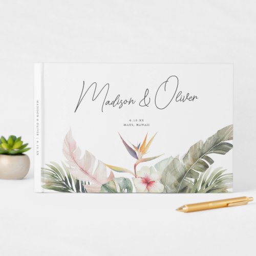 Tropical Botanical Island Wedding Welcome Guest Book