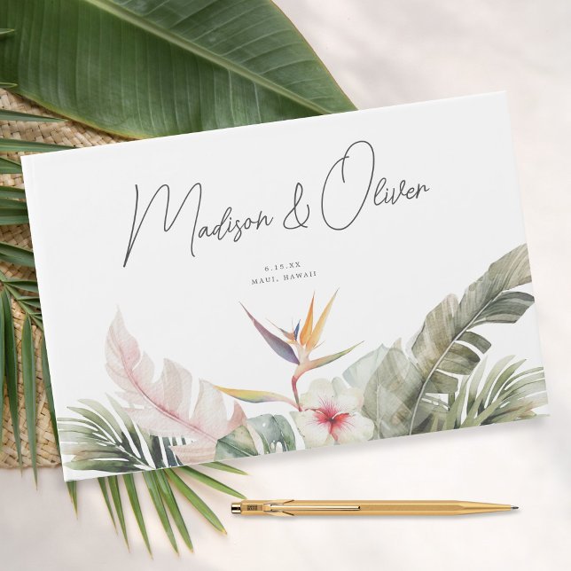 Tropical Botanical Island Wedding Welcome Guest Book (Creator Uploaded)