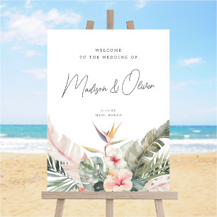 Tropical Botanical Island Wedding Welcome Sign