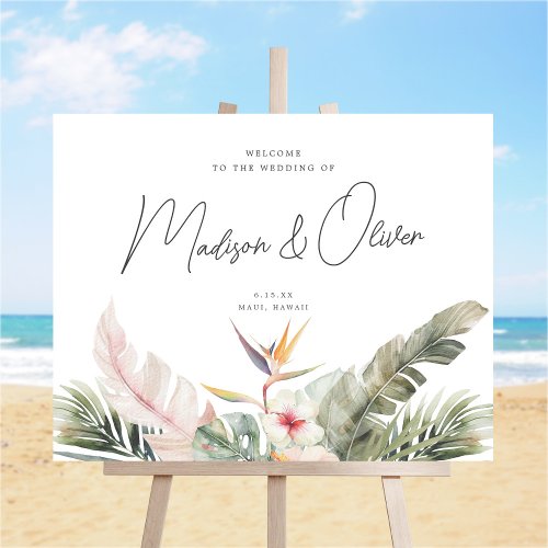 Tropical Botanical Island Wedding Welcome Sign