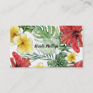 Tropical Botanical Leaves Floral Flowers Chic Business Card