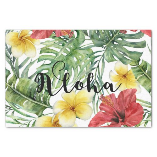 Tropical Botanical Leaves  Flowers Floral Aloha Tissue Paper