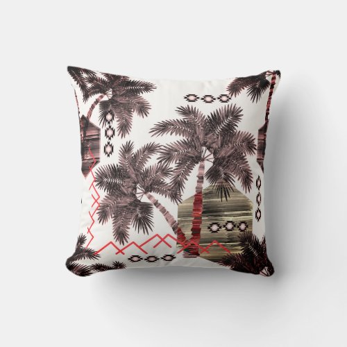 Tropical Botanical leaves  palm tree travel Throw Pillow
