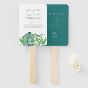Tropical Botanical Leaves Wedding Program Fan