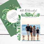 Tropical Botanical Mele Kalikimaka Christmas Photo Holiday Card<br><div class="desc">Send your family and friends tropical holiday greetings in hawaiian style with these lush botanical watercolor greenery Christmas photo cards! Featuring your favorite photograph cascaded with tropical green foliage, the Hawaiian Christmas greeting 'Mele Kalikimaka' in elegant calligraphy script (you can change it to Season's greetings or other custom text) and...</div>