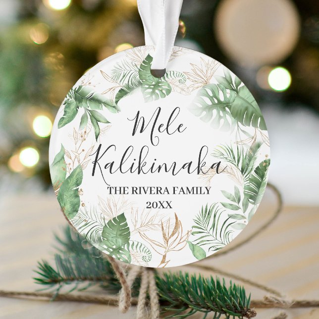 Tropical Botanical Mele Kalikimaka Christmas Photo Ornament (Creator Uploaded)