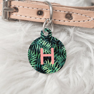 Tropical Botanical Monogram Pet ID Tag