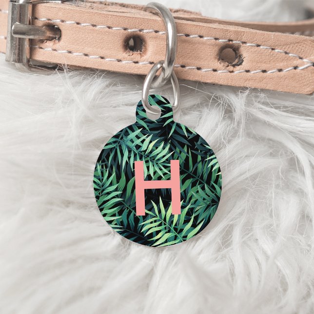 Tropical Botanical Monogram Pet ID Tag (Creator Uploaded)