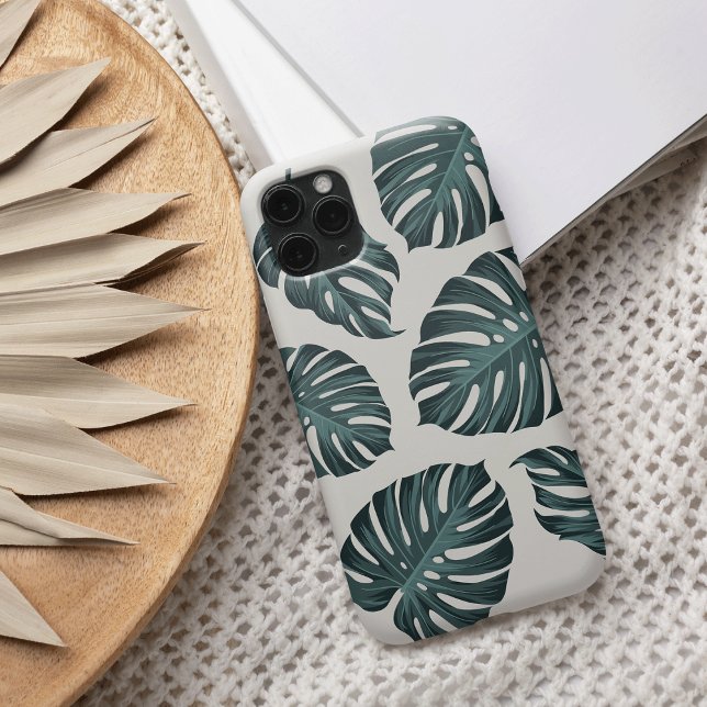 Tropical Botanical Monstera Leaves Summer Pattern iPhone Case (Creator Uploaded)