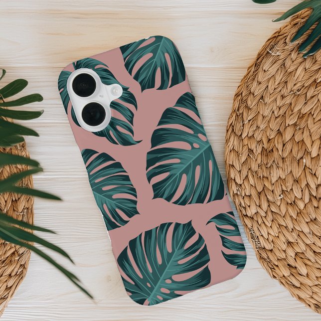 Tropical Botanical Monstera Leaves Summer Pattern iPhone Case (Creator Uploaded)