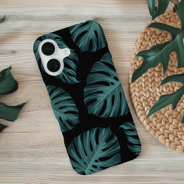 Tropical Botanical Monstera Leaves Summer Pattern iPhone Case (Creator Uploaded)