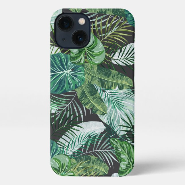 Tropical Botanical Palm Leaves Pattern iPhone Case (Back)