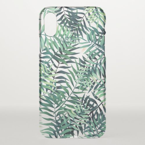 Tropical Botanical Pattern Clear iPhone XS Case