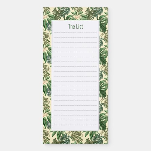 Tropical Botanical Pattern Magnetic Notepad