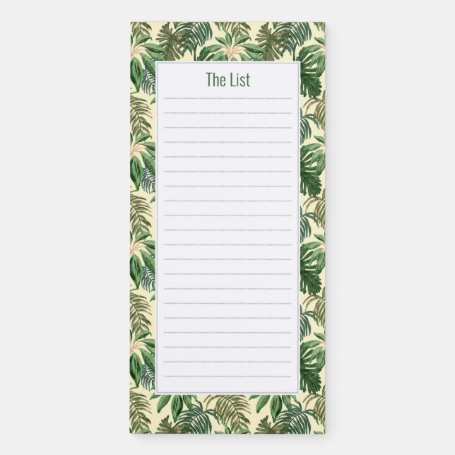 Tropical Botanical Pattern Magnetic Notepad (Front)