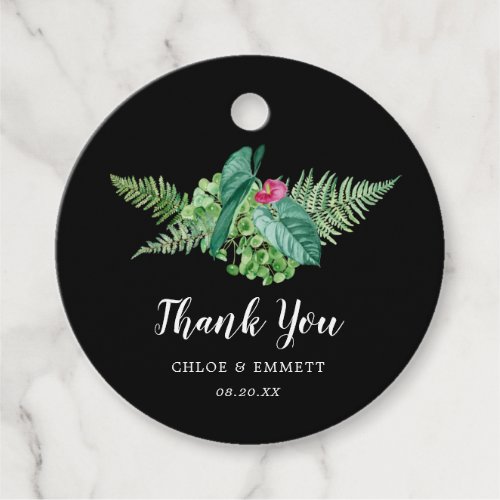 Tropical Botanical Pink Floral Wedding Thank You Favor Tags