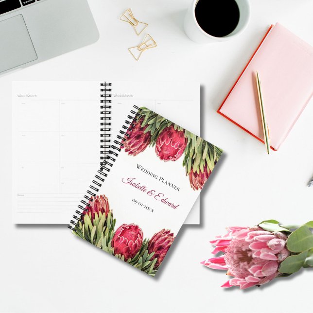 Tropical Botanical Pink Protea Floral Wedding Planner (Creator Uploaded)