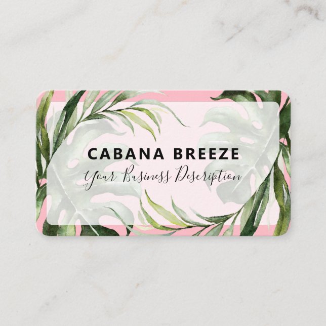 Tropical Botanical Pink Soap And Bath Business Card (Front)