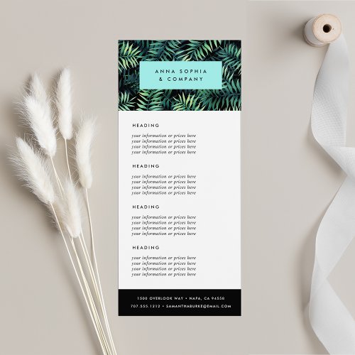 Tropical Botanical  Pricing or Services Rack Card