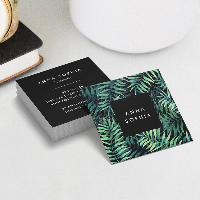 Tropical Botanical Square Business Card (Creator Uploaded)