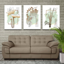 Tropical Botanical Wall Art Set of 3 – Muted