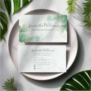 Tropical Botanical Watercolor Monstera  Business Card