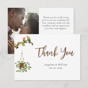 Tropical Botanical Wedding Photo Thank You Card