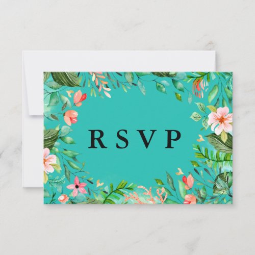 Tropical Botanical Wedding RSVP Card Meal Options