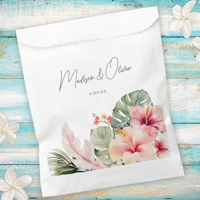 Tropical Botanicals Gorgeous Watercolor Wedding  Favor Bag (Creator Uploaded)