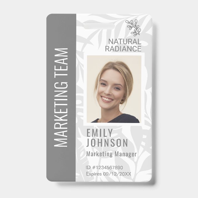 Tropical Botanicals Gray Beauty Photo & Logo Staff Badge (Front)