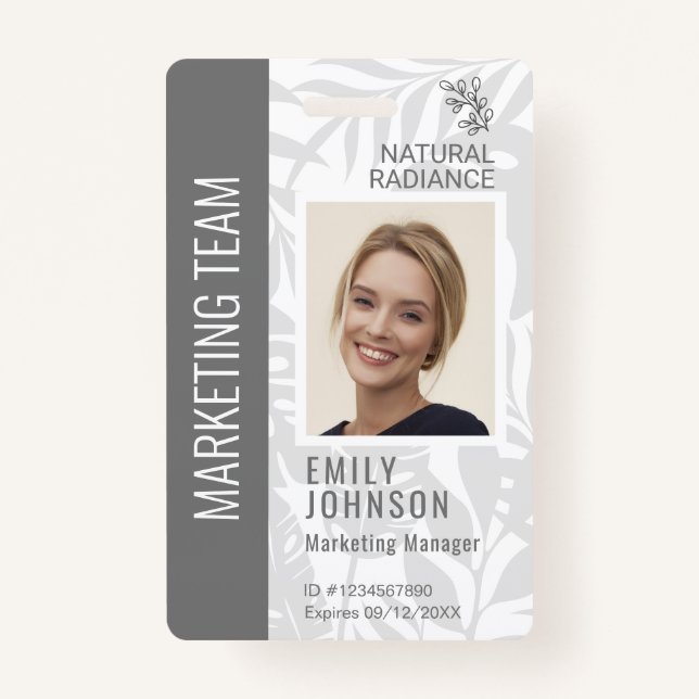 Tropical Botanicals Gray Beauty Photo & Logo Staff Badge (Front)