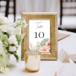Tropical Botanicals Hibiscus Floral Wedding Table Number<br><div class="desc">This elegant wedding table number card features gorgeous watercolor botanicals including palm leaves and hibiscus. The typography is classic yet modern. This is the perfect design for a tropical or beach destination wedding. See the collection for coordinating items.</div>