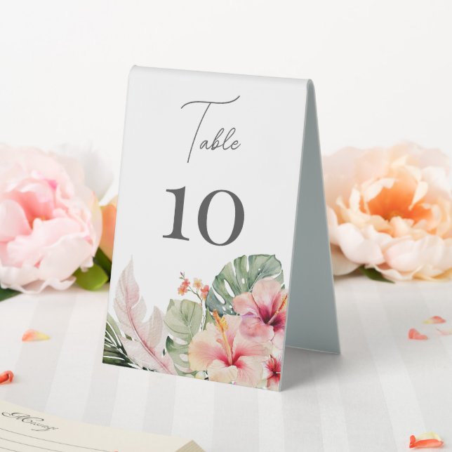Tropical Botanicals Hibiscus Floral Wedding Table Tent (In SItu (Wedding))