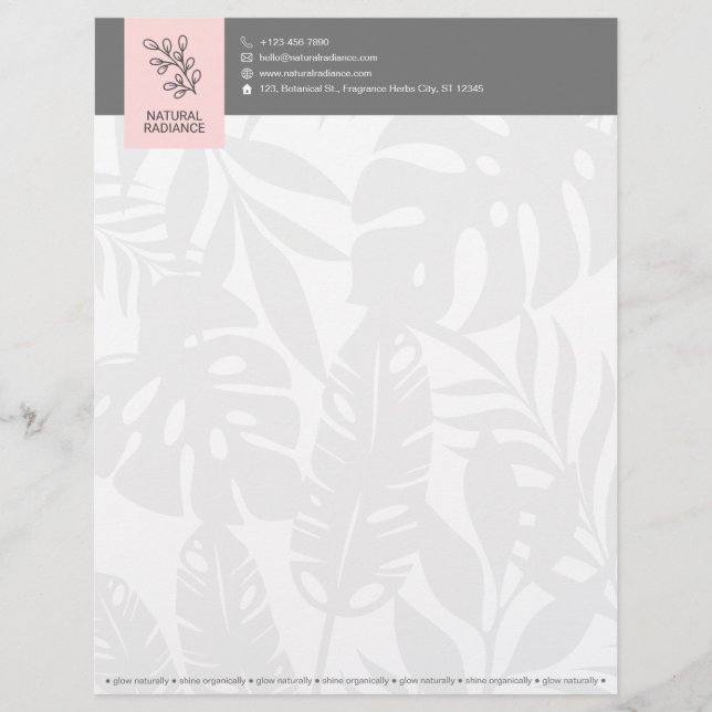 Tropical Botanicals Leaf Fashion Beauty Business Letterhead (Front)