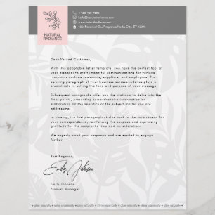 Tropical Botanicals Pink Fashion Beauty Business Letterhead