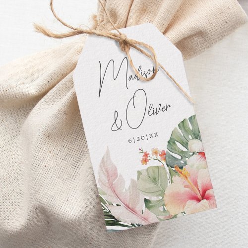 Tropical Botanicals Watercolor Wedding Favor Gift Tags